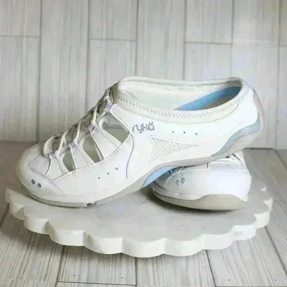 Women's Ryka White/blue leather top slip on sneaker size 6W - Picture 6 of 16